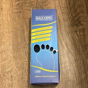 Walk Hero Medical Orthotic Insoles Arch Support Heel Pain Plantar Fasciitis NWT